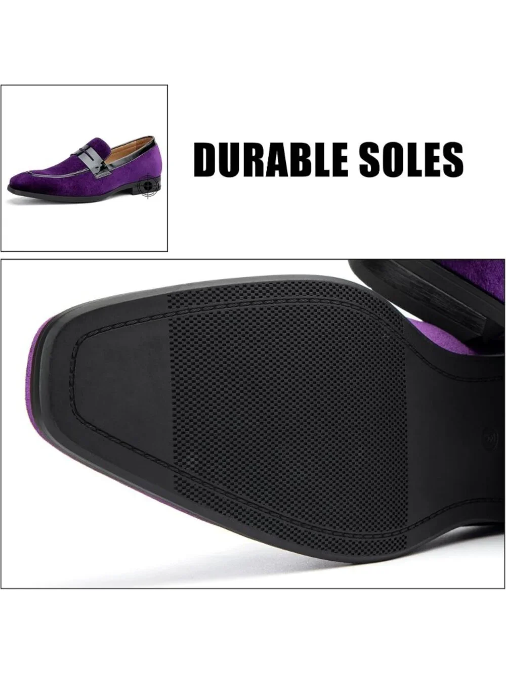 🆕Men's Purple Rubber Velvet Loafers Pull-On Dress Shoes Tuxedo Suit Shoes
